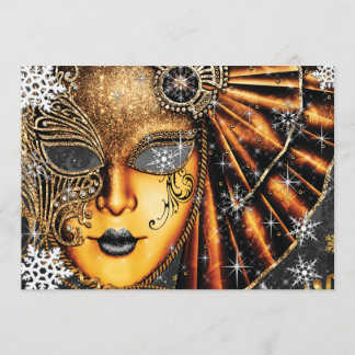 Sneeuwvlok Winter Nieuwjaar Masquerade Party Kaart