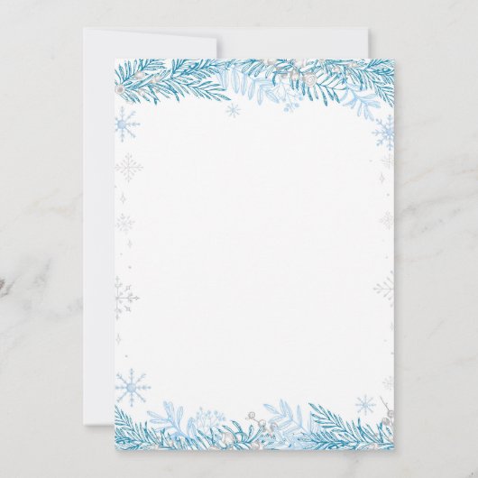 Sneeuwvlok Winter Onederland Baby shower Invitatio Kaart (Achterkant)