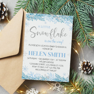 Sneeuwvlok Winter Onederland Baby shower Invitatio Kaart