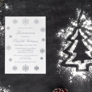 Sneeuwvlok Winter Quinceanera Folie Uitnodiging