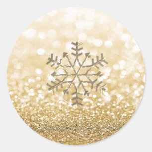 Sneeuwvlok winter Romantische Glittery sparkle gou Ronde Sticker