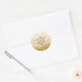 Sneeuwvlok winter Romantische Glittery sparkle gou Ronde Sticker (Envelop)