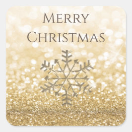 Sneeuwvlok winter Romantische Glittery sparkle gou Vierkante Sticker