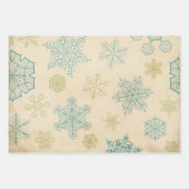  sneeuwvlok winter rustiek patroon blauwgroen crèm inpakpapier vel (Voorkant)