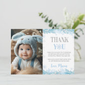 Sneeuwvlok Winter Verjaardag Foto Dank je kaart (Staand voorkant)