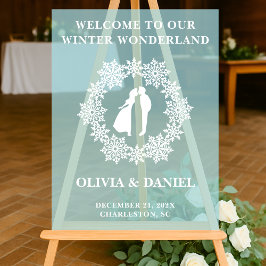 Sneeuwvlok Winter Wedding Welkom Acryl Bord