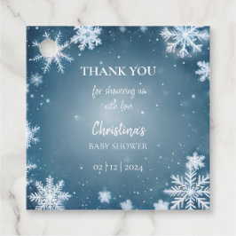 Sneeuwvlok Winter Wonderland Baby shower Blauw Bedankjes Labels