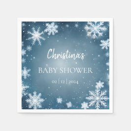 Sneeuwvlok Winter Wonderland Baby shower Blauw Servet