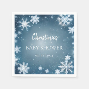 Sneeuwvlok Winter Wonderland Baby shower Blauw Servet