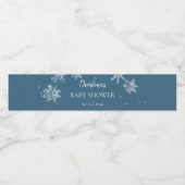 Sneeuwvlok Winter Wonderland Baby shower Blauw Waterfles Etiket (Enkel label)