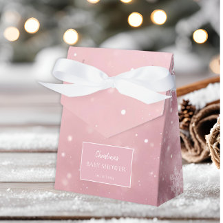 Sneeuwvlok Winter Wonderland Baby shower Roze Bedankdoosjes