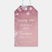 Sneeuwvlok Winter Wonderland Baby shower Roze Cadeaulabel (Voorkant)