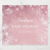 Sneeuwvlok Winter Wonderland Baby shower Roze Sparkling Wijnetiket (Enkel label)