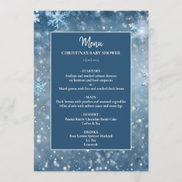 Sneeuwvlok Winter Wonderland Blauw Baby shower Menu