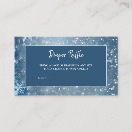 Sneeuwvlok Winter Wonderland Blauwe Luier Raffle Informatiekaartje (Voorkant)