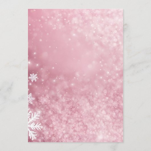 Sneeuwvlok Winter Wonderland Roze Baby shower Menu (Achterkant)