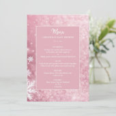 Sneeuwvlok Winter Wonderland Roze Baby shower Menu (Staand voorkant)