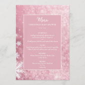Sneeuwvlok Winter Wonderland Roze Baby shower Menu (Voorkant)