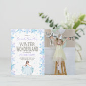 Sneeuwvlok Winter Wonderland Uitnodiging met foto (Staand voorkant)