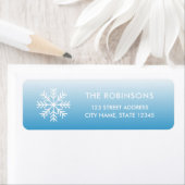 Sneeuwvlok winterblauw verloop retouradres etiket (Insitu)