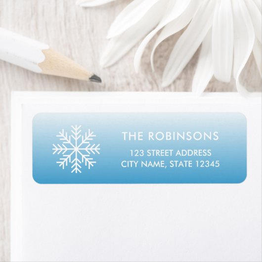 Sneeuwvlok winterblauw verloop retouradres etiket (Insitu)