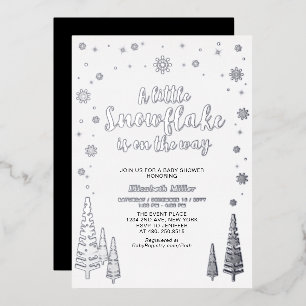 Sneeuwvlok Winterbos Baby shower Echte Folie Folie Uitnodiging