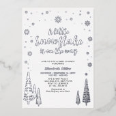 Sneeuwvlok Winterbos Baby shower Echte Folie Folie Uitnodiging (Voorkant)