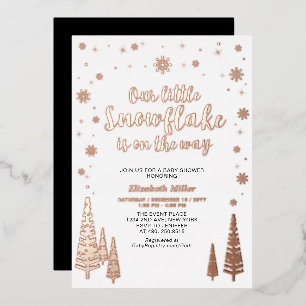 Sneeuwvlok Winterbos Baby shower Echte Folie Uitnodiging