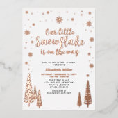 Sneeuwvlok Winterbos Baby shower Echte Folie Uitnodiging (Voorkant)