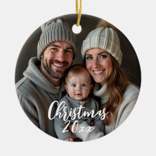 Sneeuwvlok winterfoto keramisch ornament (Voorkant)