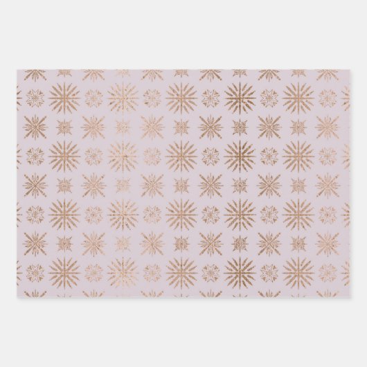 Sneeuwvlok Winterpatroon Modern Elegant Roos Goud Inpakpapier Vel (Voorkant 3)