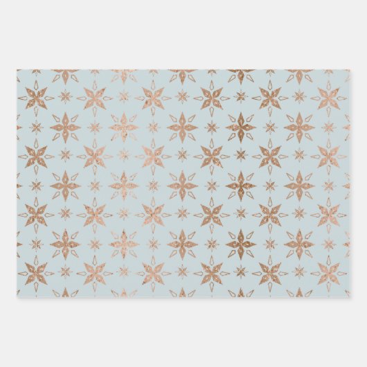 Sneeuwvlok Winterpatroon Modern Elegant Roos Goud Inpakpapier Vel (Voorkant 2)