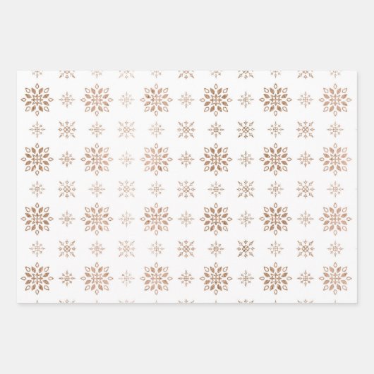Sneeuwvlok Winterpatroon Modern Elegant Roos Goud Inpakpapier Vel (Voorkant)