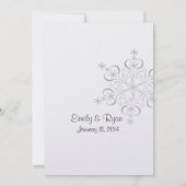 Sneeuwvlok Witte Elegantie Winter Wedding Kaart (Achterkant)