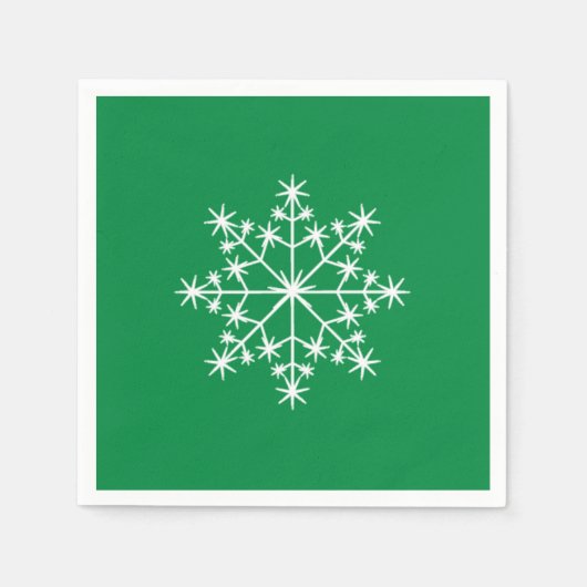 Sneeuwvlok Xmas Kerstmis Groene Vakantie Servet (Voorkant)