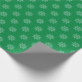 Sneeuwvlok Xmas Patroon Kerstmis Groene Vakantie Cadeaupapier (Hoek)