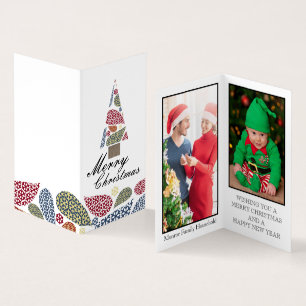 Sneeuwvlok Xmas Tree, Familie Foto Kerstmis Kaart Visitekaartje