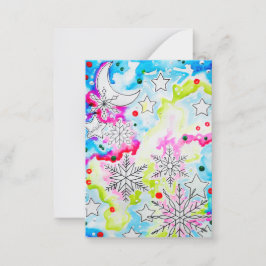 Sneeuwvlok Yule Kunst Notitiekaartje