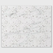 Sneeuwvlok Zilver Marmer Wrapping Papier (Vlak)