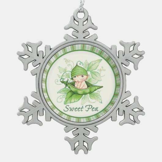 Sneeuwvlok Zoete Erwt Lijst Ornament (Voorkant)