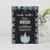 Sneeuwvlok Zwart Winter Wonderland Uitnodiging (Staand voorkant)