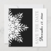 Sneeuwvlok zwart wit winter bruiloft Save the Date Kaart (Voorkant)
