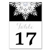 Sneeuwvlok zwart, witte winter trouwtafel nummer kaart (Voorkant)