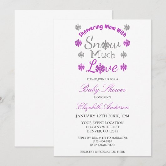 SneeuwvlokBaby shower Kaart (Voorkant / Achterkant)