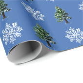 Sneeuwvlokboom met Sneeuw Kerstvakantie Cadeaupapier (Rol Hoek)