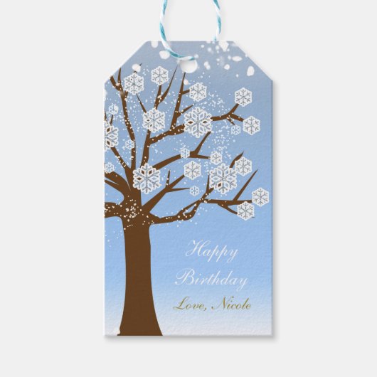 Sneeuwvlokboom Winter Wonderland Sneeuwcadeau Labe Cadeaulabel (Voorkant)