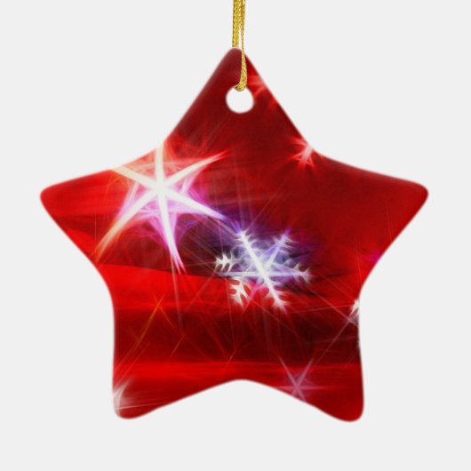 Sneeuwvlokfractal in het rood keramisch ornament (Achterkant)