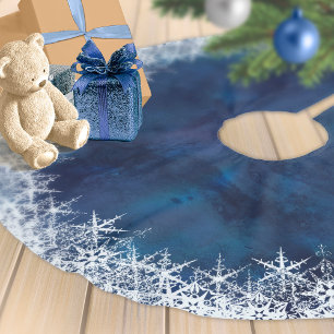 Sneeuwvlokgrens aan Waterverf Navy Blue ID727 Kerstboom Rok