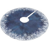Sneeuwvlokgrens aan Waterverf Navy Blue ID727 Kerstboom Rok (Gekanteld)