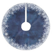 Sneeuwvlokgrens aan Waterverf Navy Blue ID727 Kerstboom Rok (Voorkant)